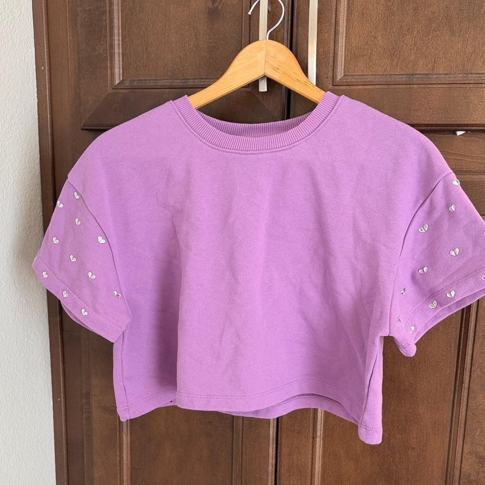 Lilac Embellished Kids Crop Top